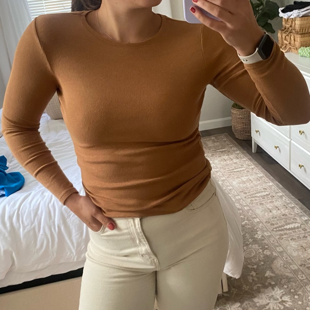 Rachel Zoe stretchy camel color long sleeve.